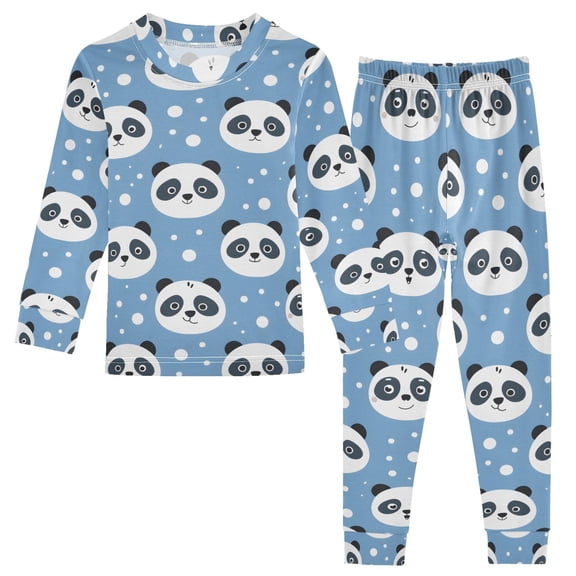 joogoo Cartoon Panda and Polka Dots 2 Piece Long Sleeve Tee and Pants Cotton Pajama Set 3T
