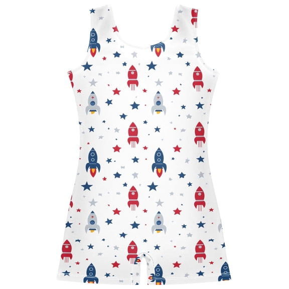 joogoo Cartoon Rockets Stars Pattern Girls Leotards Gymnastics Tumbling Outfit Biketard Unitard 2-3Years