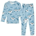 thumbnail image 1 of joogoo Cartoon Shark 2 Piece Long Sleeve Tee and Pants Cotton Pajama Set 6Y, 1 of 7