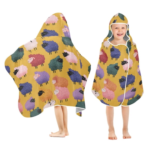 joogoo Cartoon Sheep Kids Hooded Beach Towel Baby Bath Towel 23.5"x50"