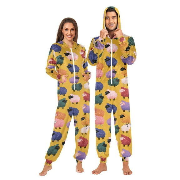 joogoo Cartoon Sheep Unisex Adults Onesies Pajamas Jumpsuits L
