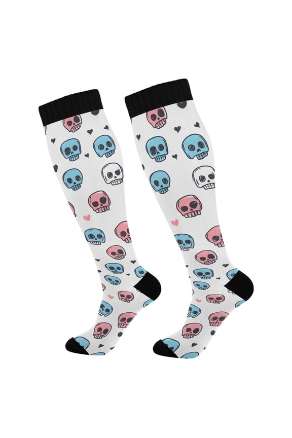 Cartoon Skull Socks Women Men Knee High Sock