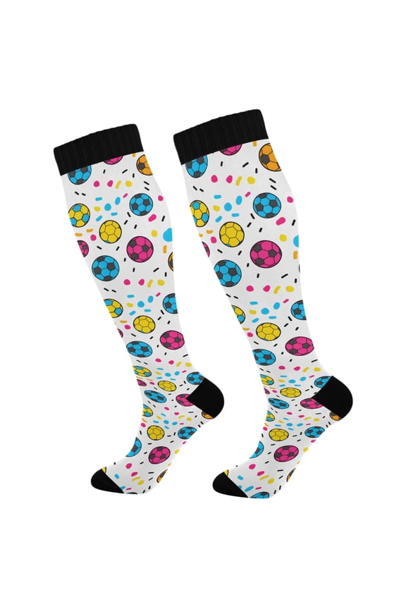 Cartoon Soccer Balls Socks Women Men Knee High Sock