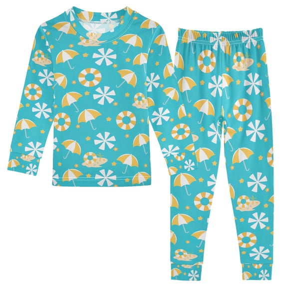 joogoo Cartoon Summer Umbrellas 2 Piece Long Sleeve Tee and Pants Cotton Pajama Set 3T