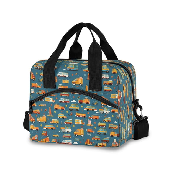 joogoo Cartoon Truck Cars Insulated Lunch Bags Reusable Cooler Box with Shoulder Strap