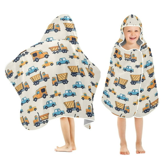 joogoo Cartoon Truck Cars Kids Hooded Beach Towel Baby Bath Towel 23.5"x50"