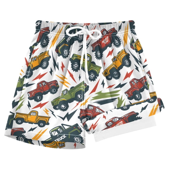 joogoo Cartoon Trucks Cool Boys Swim Trunks Beach Swimsuit Shorts Boxer 7Y
