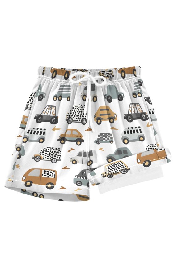 Cartoon Trucks Leopard Boys Swim Trunks Beach Swimsuit Shorts Boxer 8Y