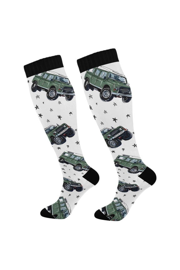 Cartoon Trucks Vehicle-t6 Socks Women Men Knee High Sock