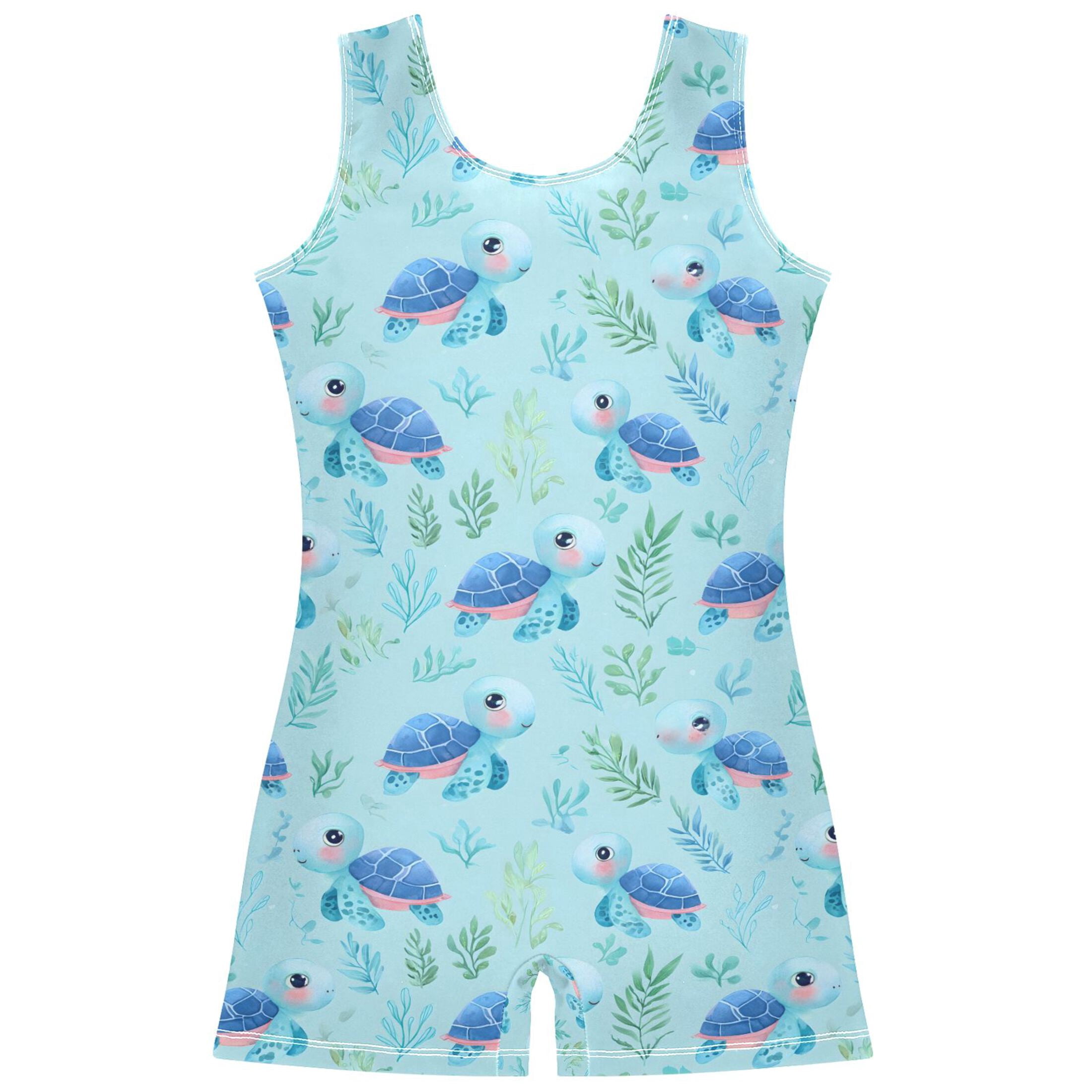 Turtle Tumbling joogoo Cartoon Turtles Leaves Pattern Girls Leotards Gymnastics ...