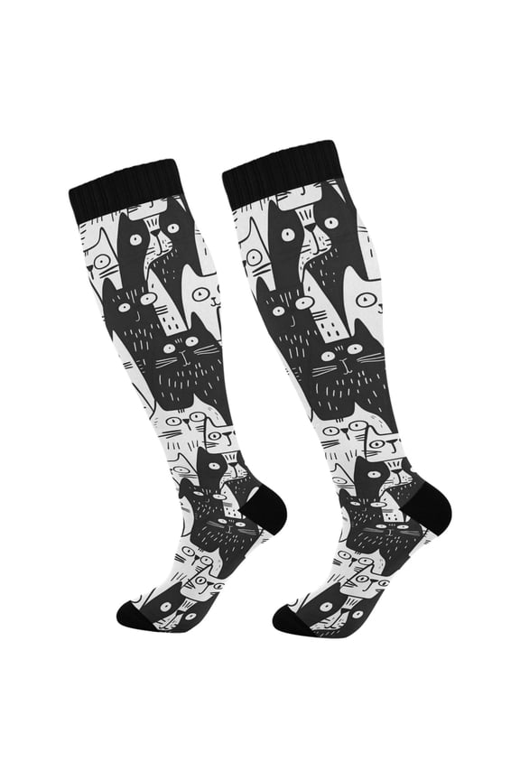 Cats Doodle Socks Women Men Knee High Sock