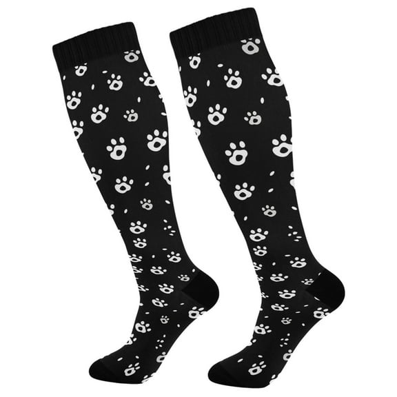 joogoo Cats Footprint Compression Socks Women Men Knee High Sock