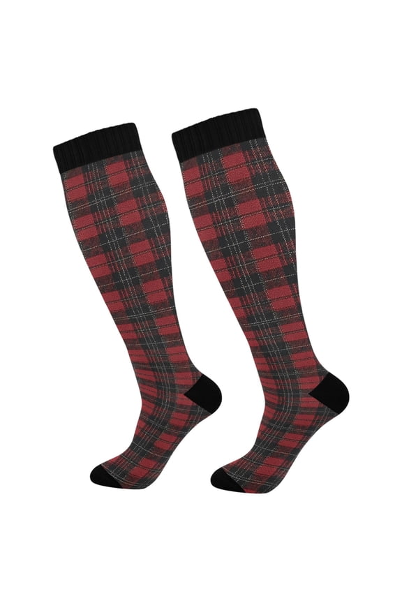 Checkered Artistic Socks Women Men Knee High Sock