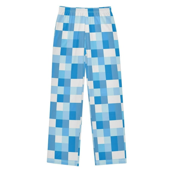 joogoo Checkered Blue and White Pajama Pants Pj Bottoms Sleepwear Lounge L