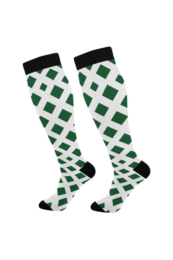 Checkered Geometric Long Socks Women Men Knee High Sock