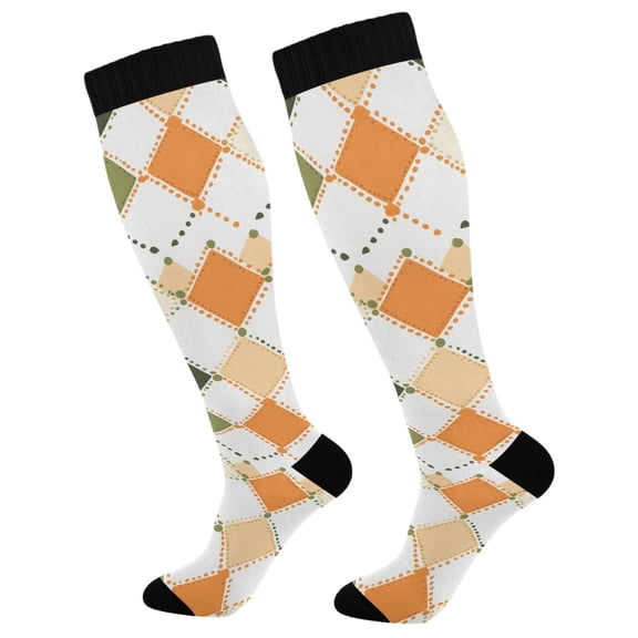 joogoo Checkered Grid Pattern Socks Women Men Knee High Sock