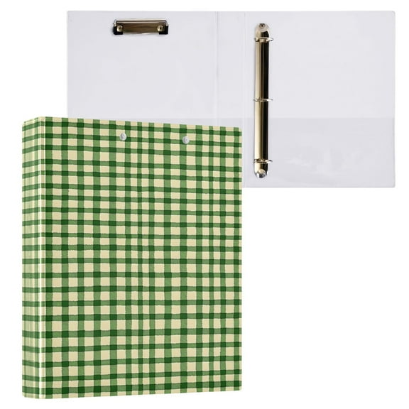 joogoo Checkered Grid Pattern Hardcover 3 Ring Binder 1.5" Round Rings Interior Pockets Binders Organizer 1 Pack