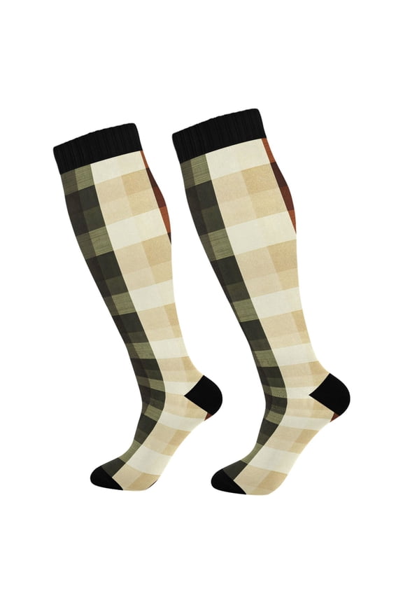 Checkered Grid-a1 Socks Women Men Knee High Sock