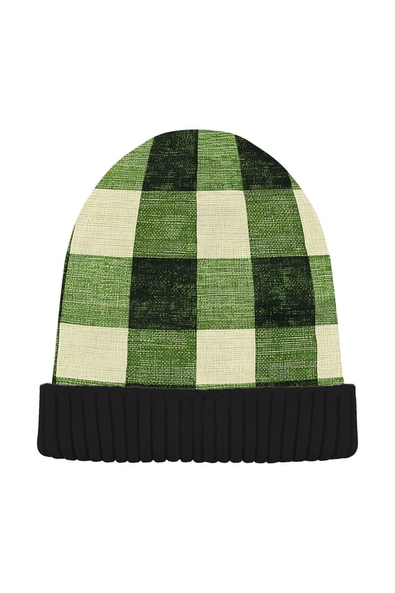 Checkered Grid-a2 Beanie Hats Cuffed Winter Warm Knit Thick Beanies