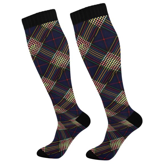 joogoo Checkered Grid-b1 Socks Women Men Knee High Sock