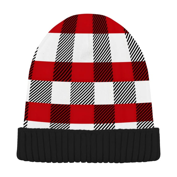 joogoo Checkered Grid-c2 Beanie Hats Cuffed Winter Warm Knit Thick Beanies