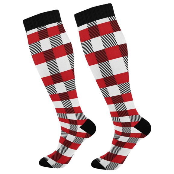 joogoo Checkered Grid-c2 Long Socks Women Men Knee High Sock