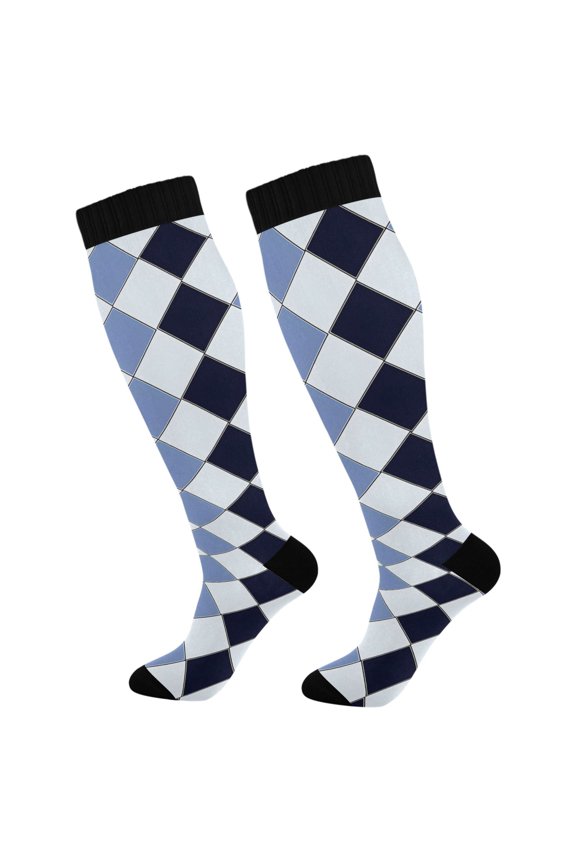 Checkered Grid-d2 Socks Women Men Knee High Sock