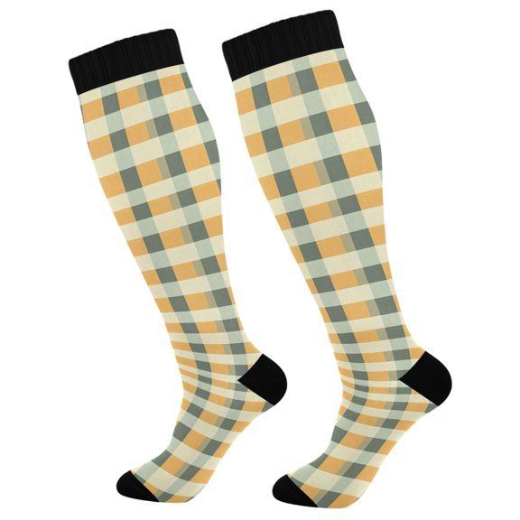 joogoo Checkered Grid-t2 Socks Women Men Knee High Sock
