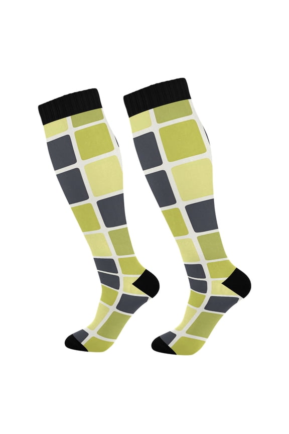 Checkered Grid-t8 Socks Women Men Knee High Sock