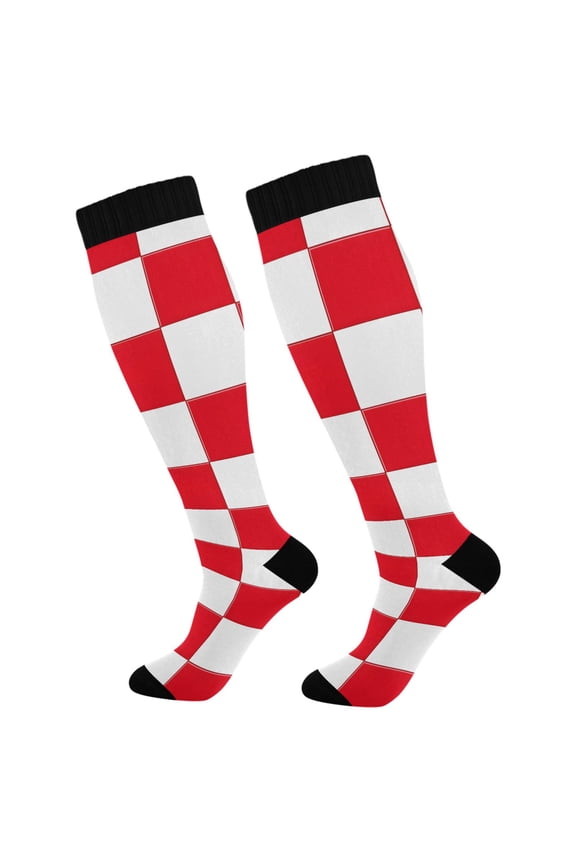 Checkered Grid-t9 Long Socks Women Men Knee High Sock