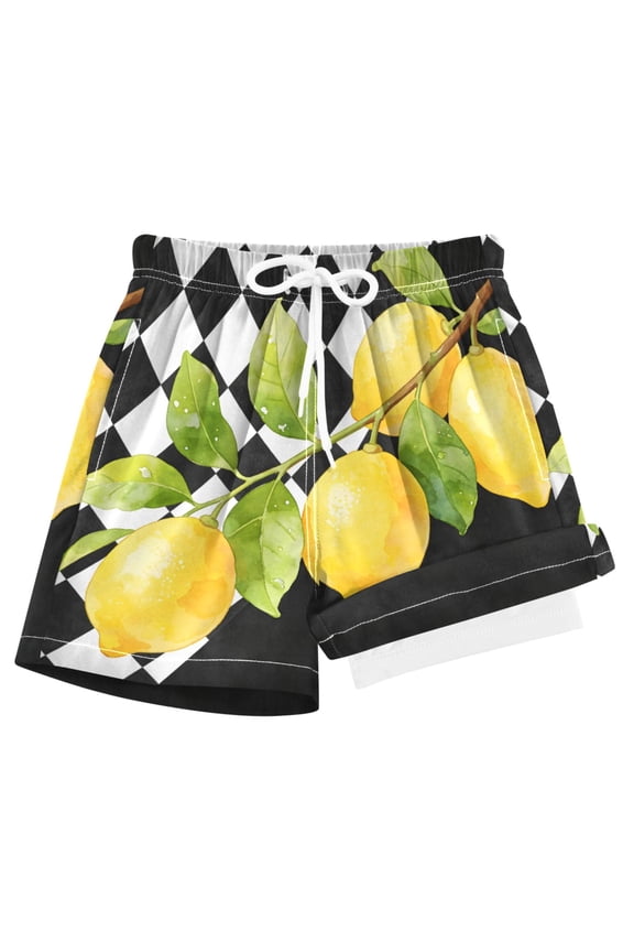 Checkered Lemon Boys Swim Trunks Beach Swimsuit Shorts Boxer 12-13Y