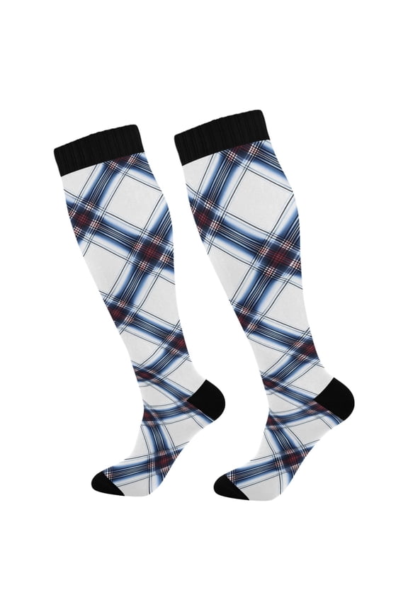 Checkered Plaid Pattern Socks Women Men Knee High Sock