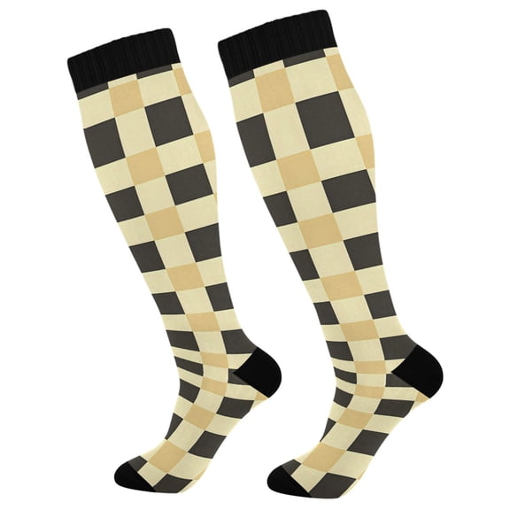 joogoo Checkered Plaid-a7 Socks Women Men Knee High Sock