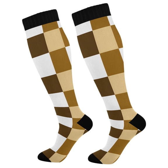 joogoo Checkered Plaid-a8 Long Socks Women Men Knee High Sock