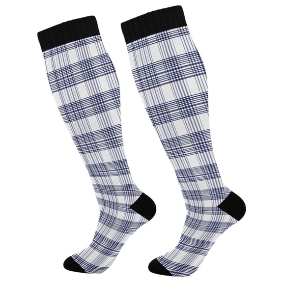 joogoo Checkered Retro Long Socks Women Men Knee High Sock