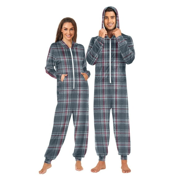 joogoo Checkered-z1 Unisex Adults Onesies Pajamas Jumpsuits XL
