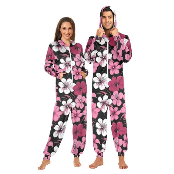 joogoo Cherry Flower-a2 Unisex Adults Onesies Pajamas Jumpsuits L