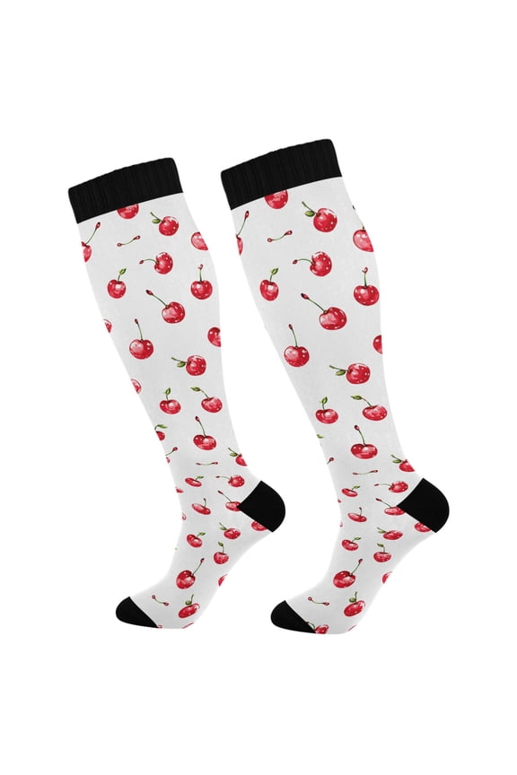 Cherry Fruit Socks Women Men Knee High Sock