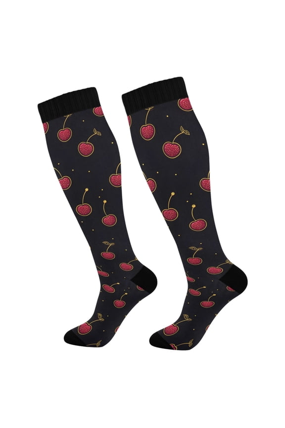 Cherry Golden Socks Women Men Knee High Sock