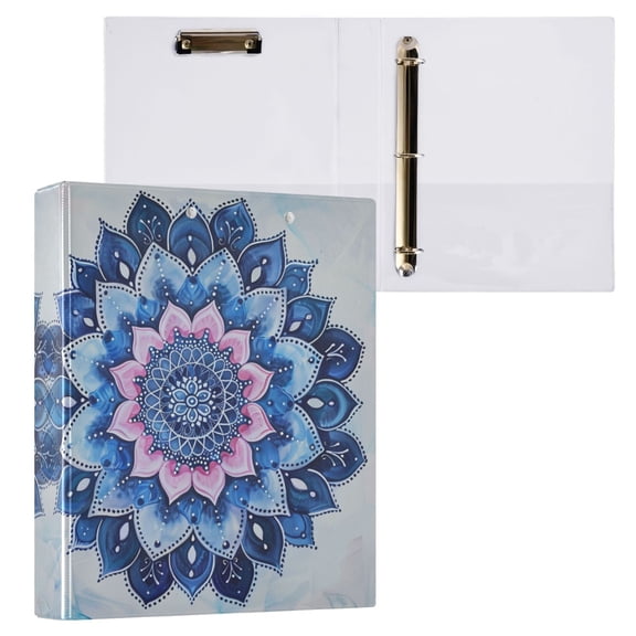 joogoo Chic Mandala Flower Hardcover 3 Ring Binder 1.5" Round Rings Interior Pockets Binders Organizer 1 Pack