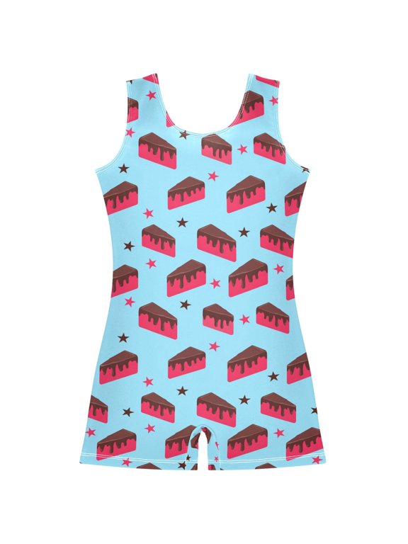 Chocolate Cake Stars Pattern Girls Leotards Gymnastics Tumbling Outfit Biketard Unitard 2-3Years