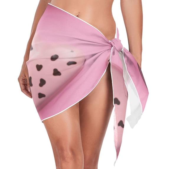 joogoo Chocolate Loving Heart Women's Beach Sarong Bathing Suit Wrap Swimwear Cover Ups S