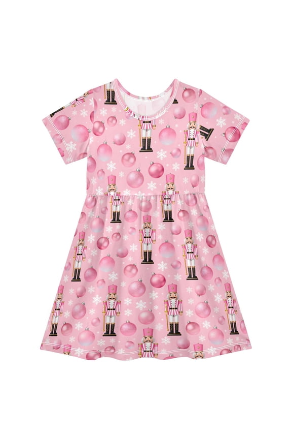 Christmas Ball Nutcracker Girls' Short Sleeve Dress Kids Dresses 2T