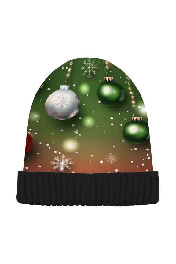 Christmas Balls Beanie Hats Cuffed Winter Warm Knit Thick Beanies