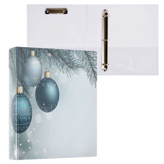 joogoo Christmas Balls Snowflake Hardcover 3 Ring Binder 1.5" Round Rings Interior Pockets Binders Organizer 1 Pack