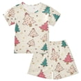 thumbnail image 1 of joogoo Christmas Cute Trees Pattern Pajama Sets Short Sleeve Cotton 2-Piece Sleepwear 6Y, 1 of 7