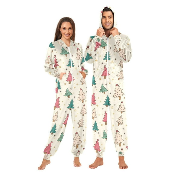 joogoo Christmas Cute Trees Unisex Adults Onesies Pajamas Jumpsuits L