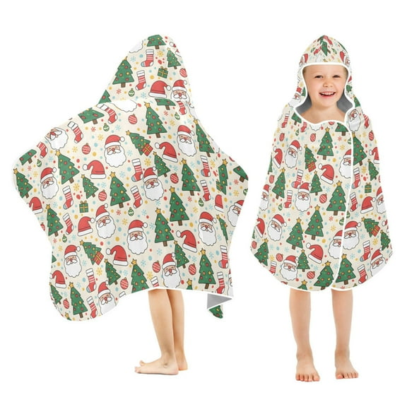 joogoo Christmas Santa Hat Trees Kids Hooded Beach Towel Baby Bath Towel 23.5"x50"