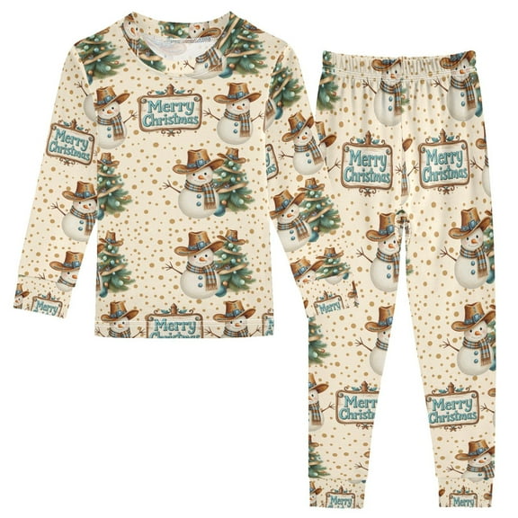joogoo Christmas Snowman Polka Dots Pajamas Set Long Sleeve Soft Cotton Sleepwear 2 Piece 24M