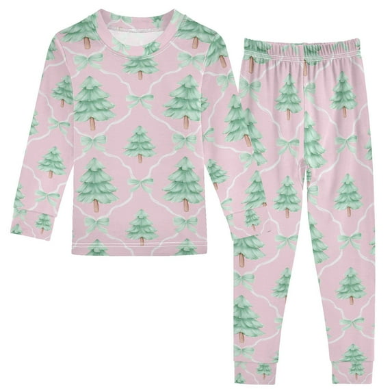 joogoo Christmas Tree-1 2 Piece Long Sleeve Tee and Pants Cotton Pajama Set 8Y